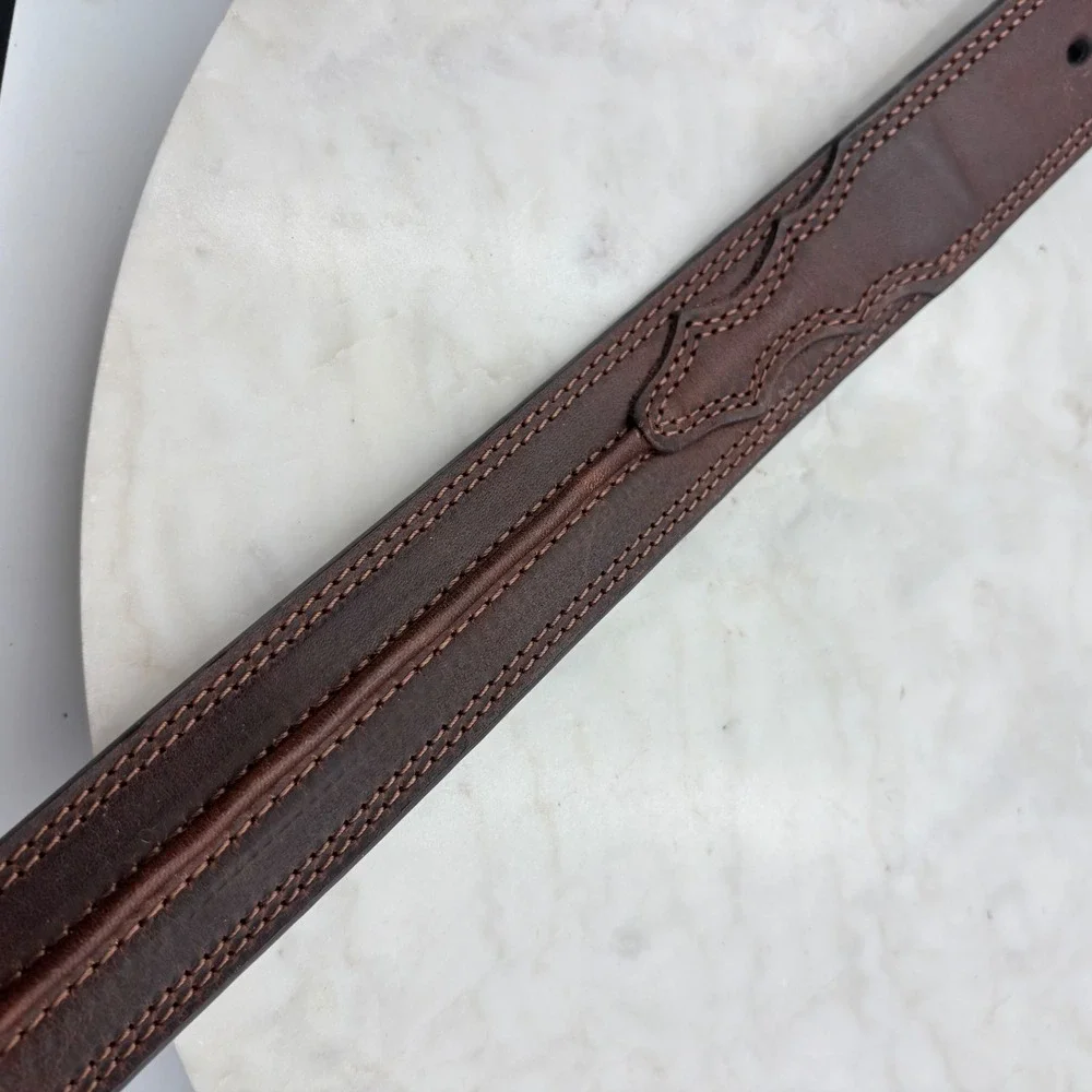 Ariat Leather Belt Mens 42 Brown Western Engraved Buckle Rodeo Cowboy Ranch Farm